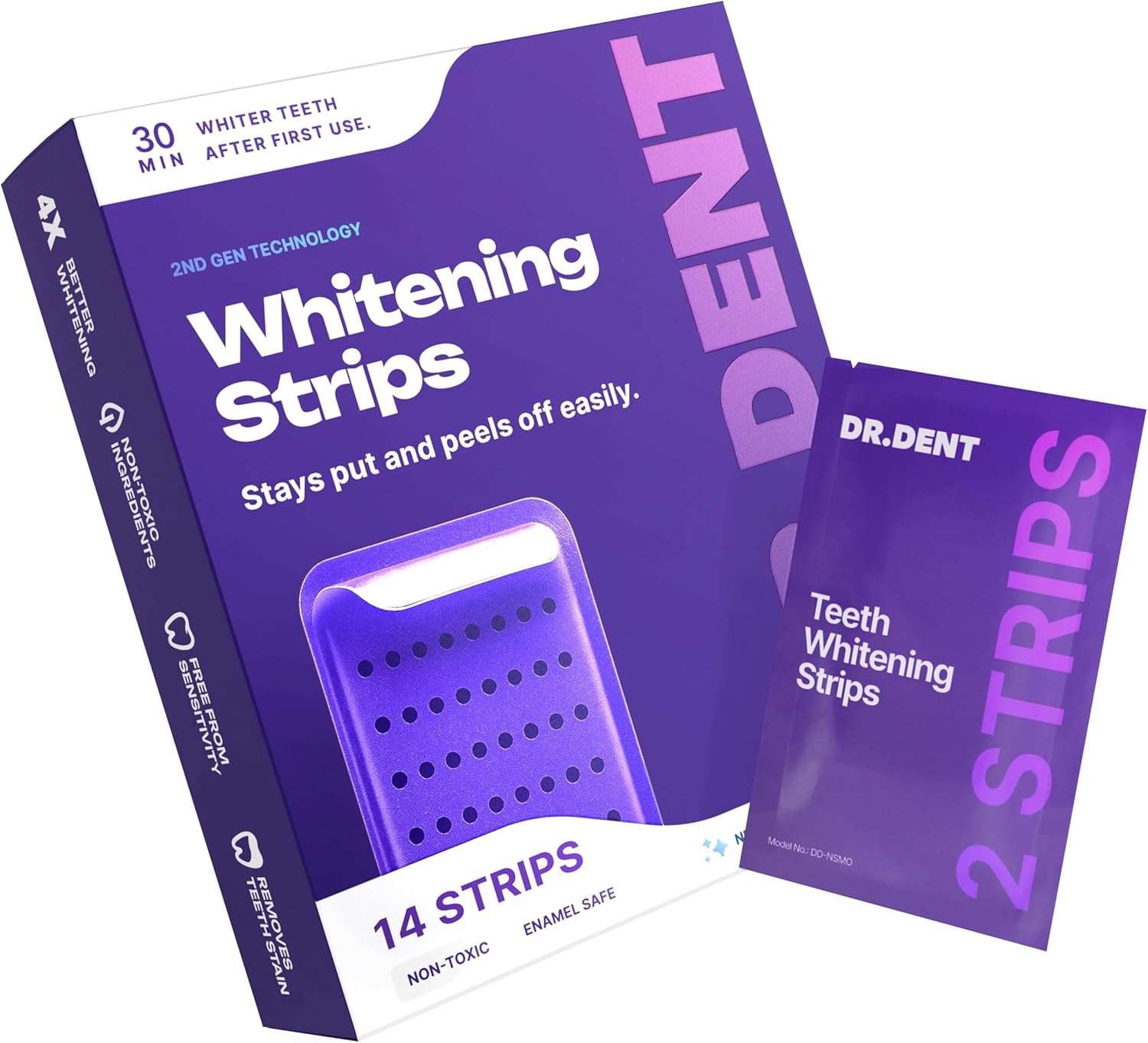 Instant Purple Teeth Whitening Strips - V34 Color Corrector Technology